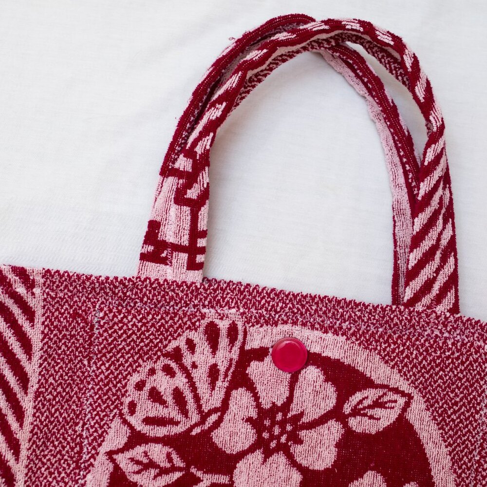 Purple Butterfly Vintage Handmade Towel Tote - Picture 3 of 10